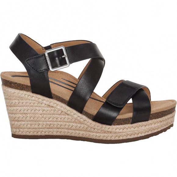 NEW AETREX women's anna leather wedge in black